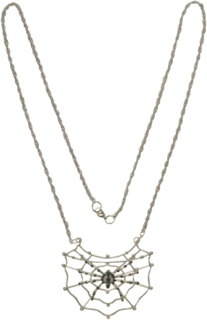 Halloween spinnenweb ketting - Spin - Spider - Verkleedaccessoires - 44,5 cm - Zilver/zwart