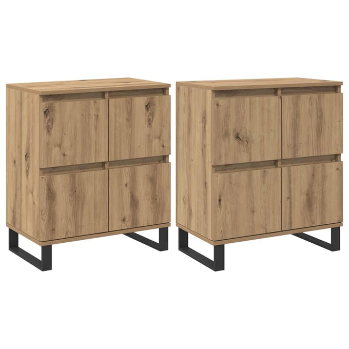 vidaXL - Dressoir - 2 - st - Artisan - Eiken - 60 - x - 35 - x - 70 - cm