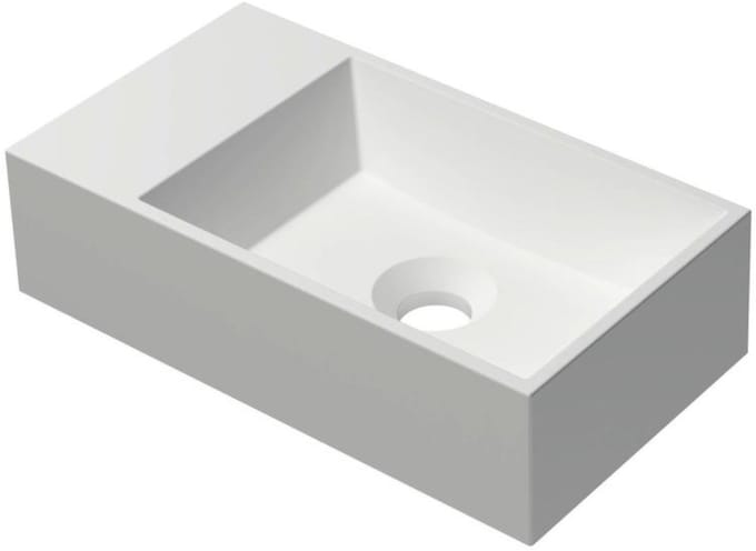 INK - Fontein Polystone Vierkant Zonder Kraangat Links - 400x220x100 mm - Mat Wit