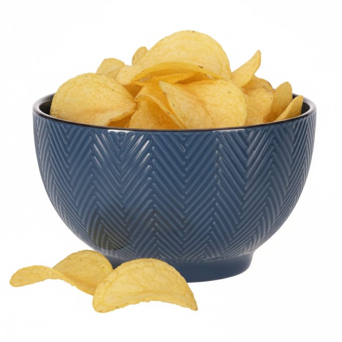 Serveer/chips schaaltje Fishbone - blauw - 14 x 8 cm - keramiek - kommetjes - 680 ml
