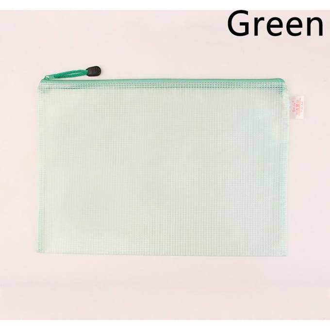Sac à documents en PVC, 1 pièce, grille transparente A3/A4/A5/A6, pochette de papeterie scolaire et de bureau, sac à fermeture éclair A6 vert