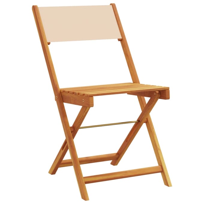 vidaXL - Opklapbare - stoelen, - 8 - stuks, - beige - stof - en - massief - hout.