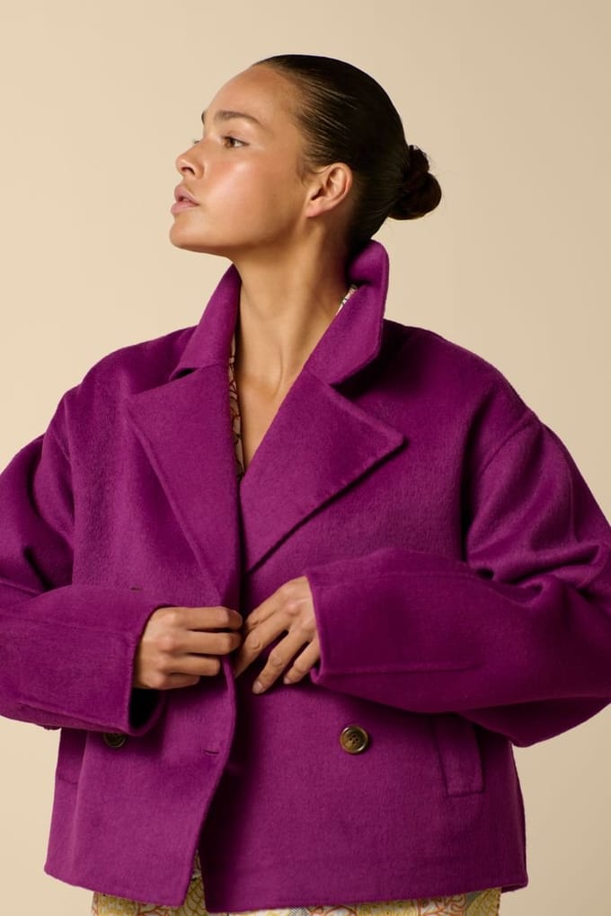 Sissy-Boy - Paarse wollen peacoat jas