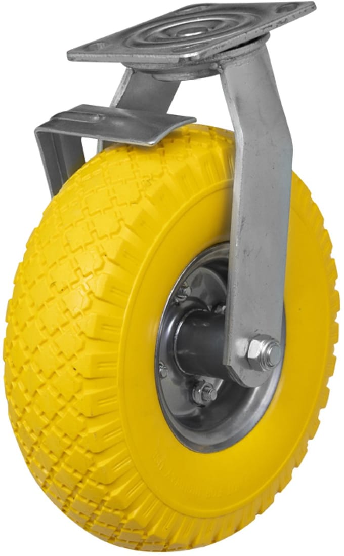 Zwenkwiel met rem 3.00-4 anti-lek band PU