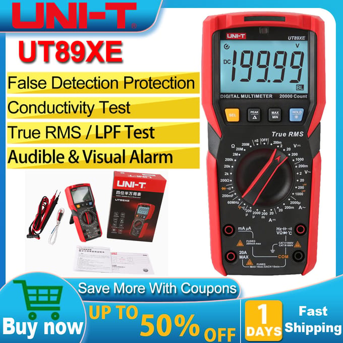 UNI-T UT89XE Digitale Multimeter Professionele Tester True RMS Handmatig Bereik DC AC Voltmeter Ampèremeter Condensator Temperatuurmeter UT89XE