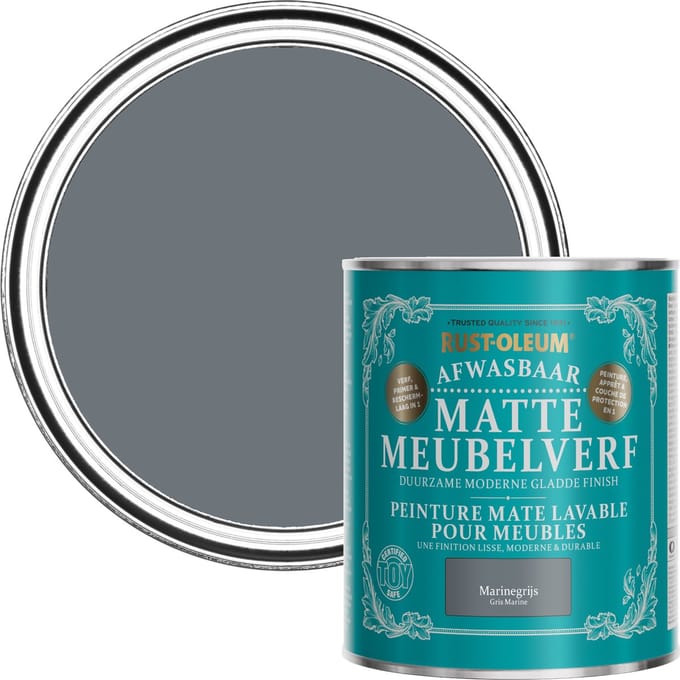 Rust-Oleum Donkergrijs Afwasbaar Matte Meubelverf - Marinegrijs 750ml