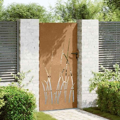 vidaXL - Poort - 85x200 - cm - grasontwerp - cortenstaal