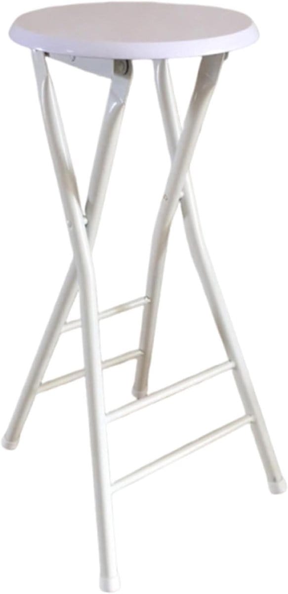 Opvouwbare Kruk - Inklapbare Barstoel - Keuken Bar - Robuust Metalen Frame - 60cm - Wit