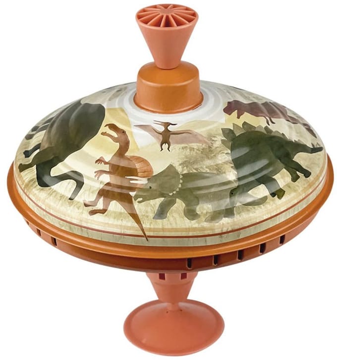 Egmont Toys bromtol metaal dinosaurus - speelgoed tol 18 cm.