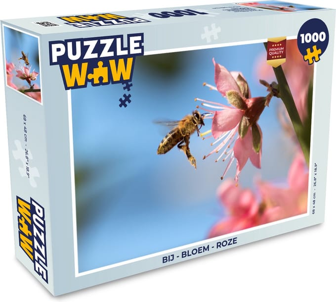 Puzzel Bij - Bloem - Roze - Legpuzzel - Puzzel 1000 stukjes volwassenen