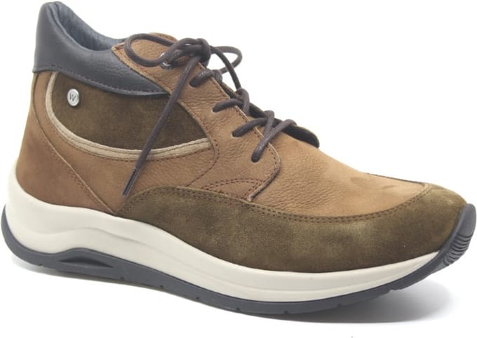 Wolky Hoge veterschoenen Scone taupe combi leer