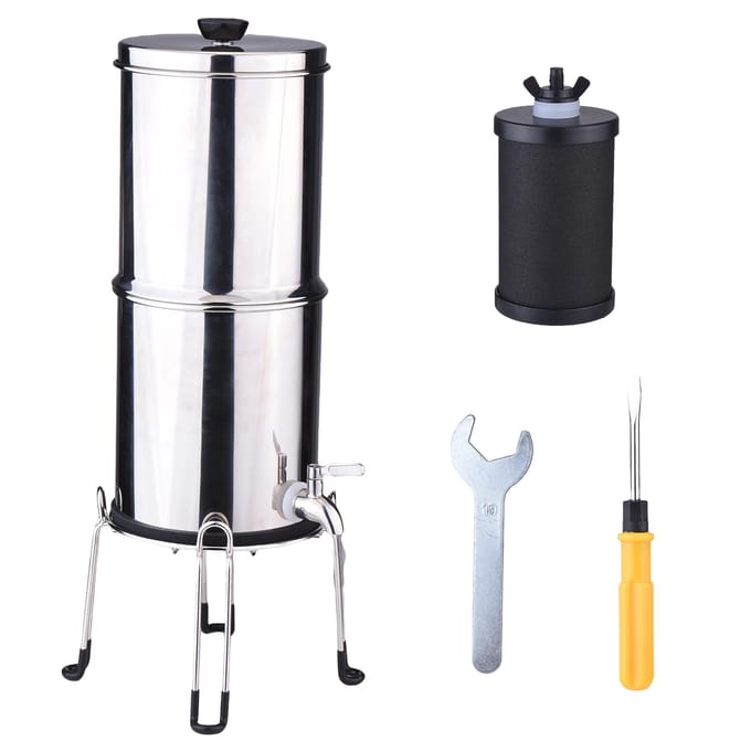 Système de Filtration d'Eau 1 Gallon Acier Inoxydable Système de Comptoir avec Filtres black