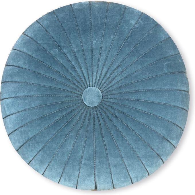 by Mooss - Sierkussen Ã˜ 45 cm - Rond - Velours - Doorgestikt - Lichtblauw - Inclusief binnenkussen