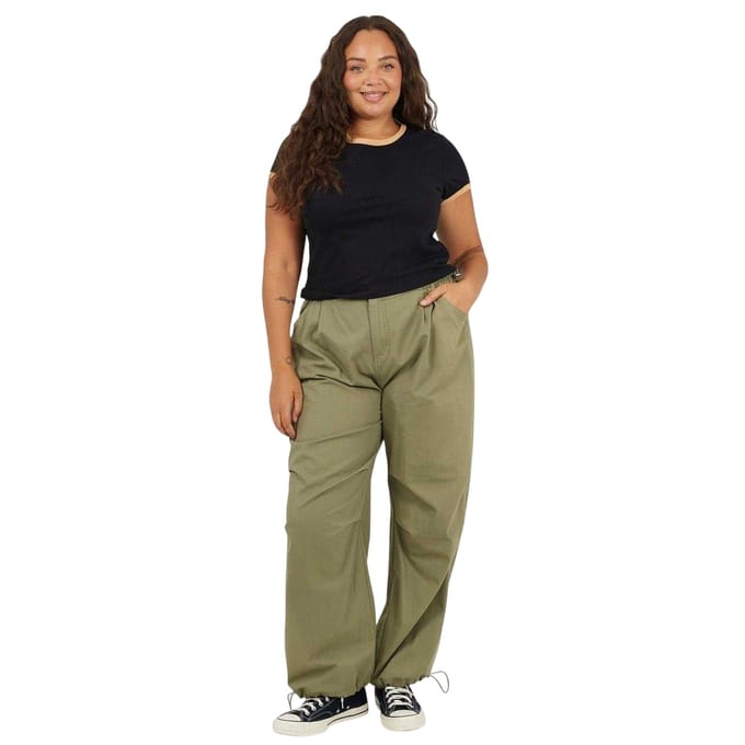 Brave Soul Dames/Dames Ringer Crew Hals Plus T-shirt (Zwart/Camel)