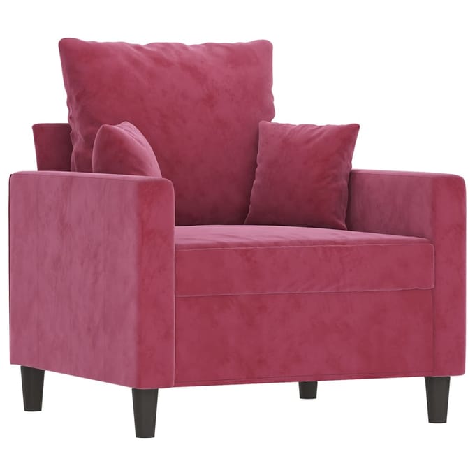 vidaXL - 3-delige - Loungeset - met - kussens - fluweel - wijnrood