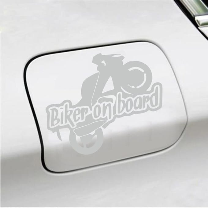 Bumpersticker - Biker On Board - 11,9 X 14,8 - Licht Grijs