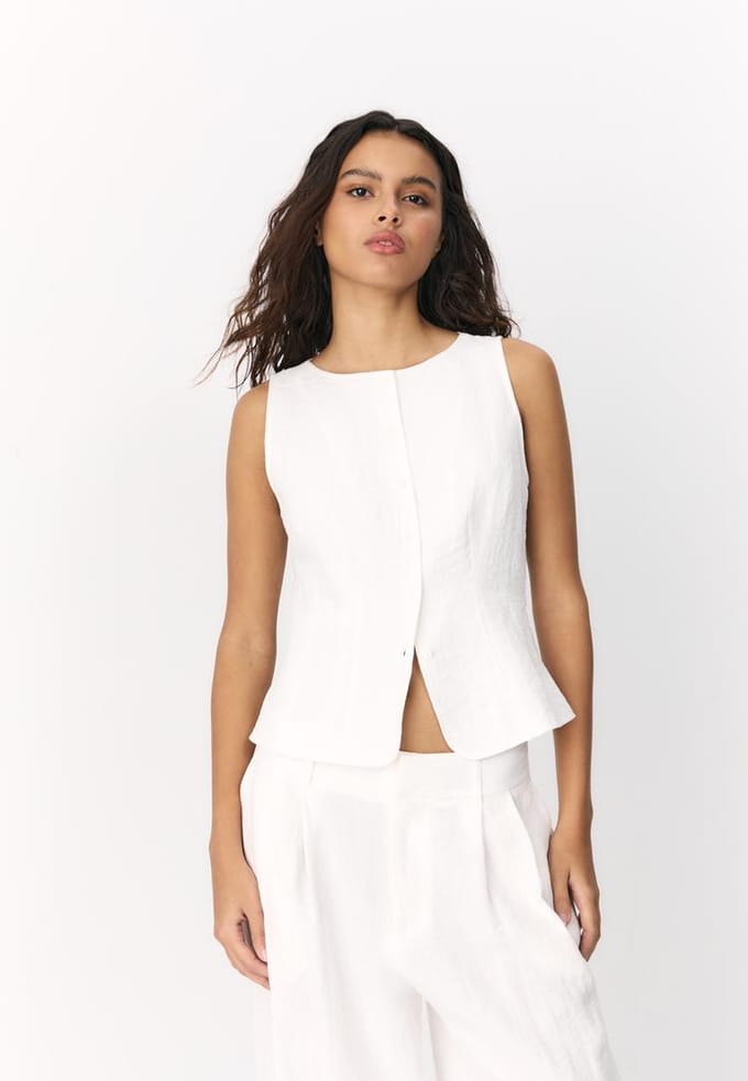 Stradivarius Gilet met knopen  Ecru L