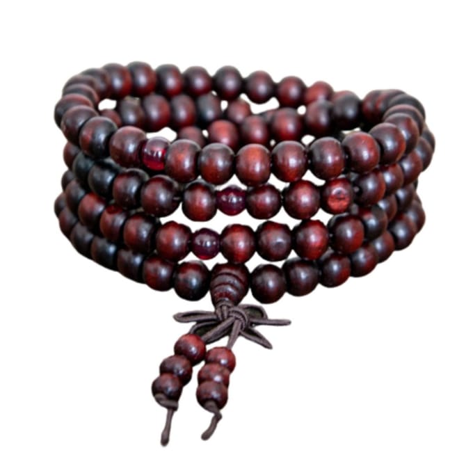 Marama - Mala armband Bordeaux Rood - Stijlvolle kralen Sandalhout - Unisex design - Elastisch