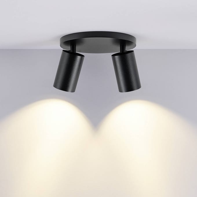 Deko Light 348254 Can Tilt rund, 2x 7,5 W GU10, Schwarz Plafondopbouwarmatuur GU10 7.5 W Zwart