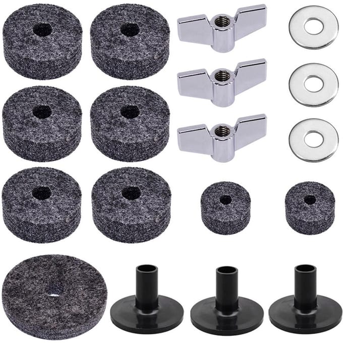 18-delige drumaccessoireset Zwarte drums Vervangende viltset Muziekinstrumentaccessoires veelkleurig