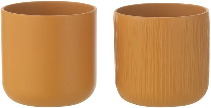 J-Line bloempot Gen - keramiek - oker - extra small - 2 stuks - Ø 11 cm