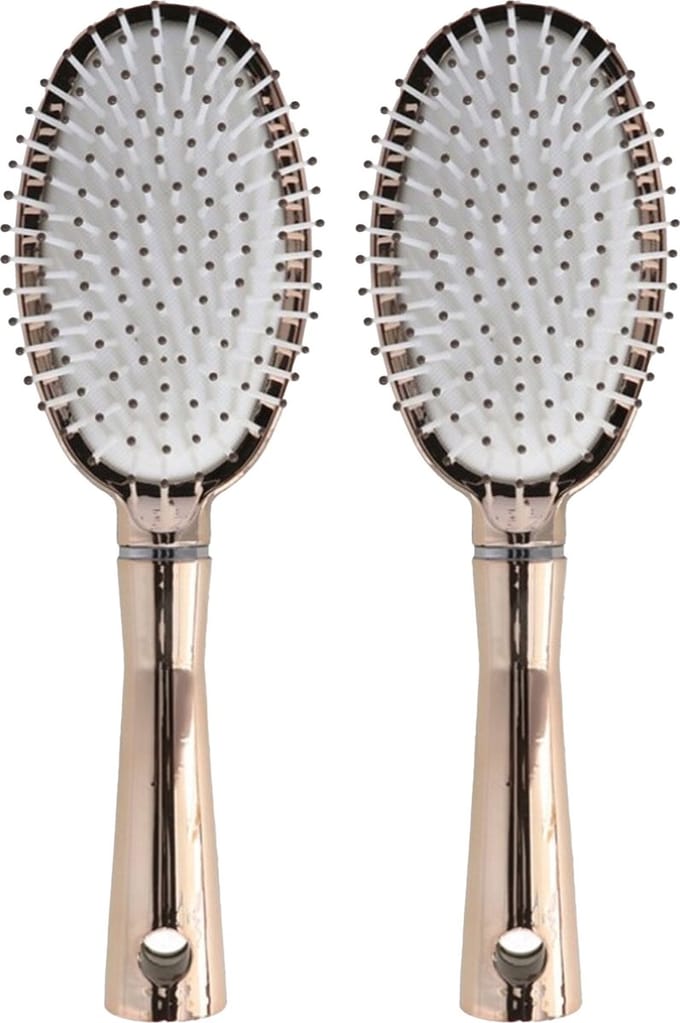 Gerimport Haarborstel ovaal - 2x - goud - kunststof/rubber - 27 cm - anti-klit