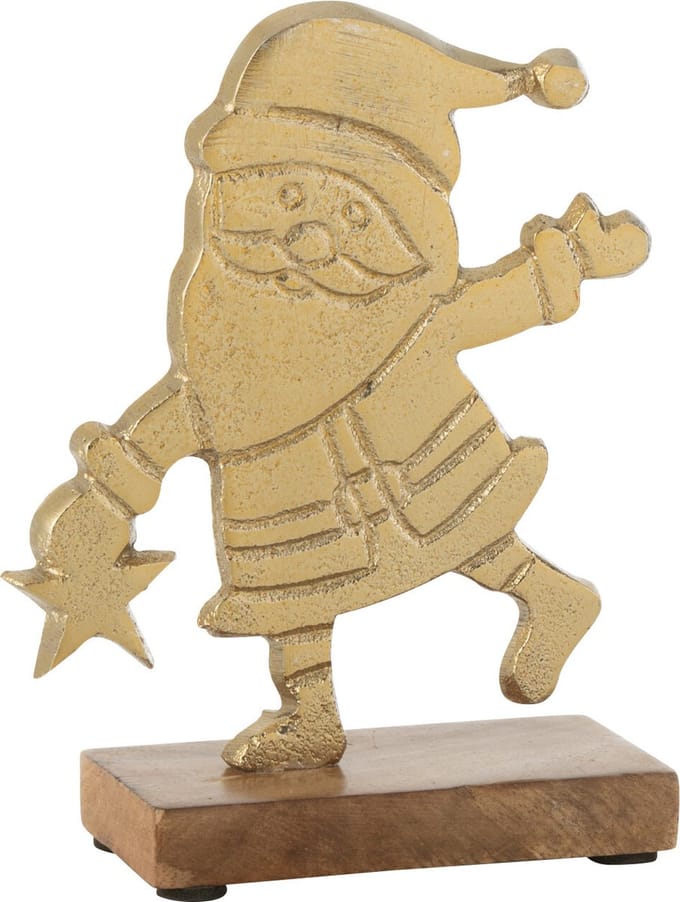 J-Line figuur Kerstman - aluminium/hout - goud - small