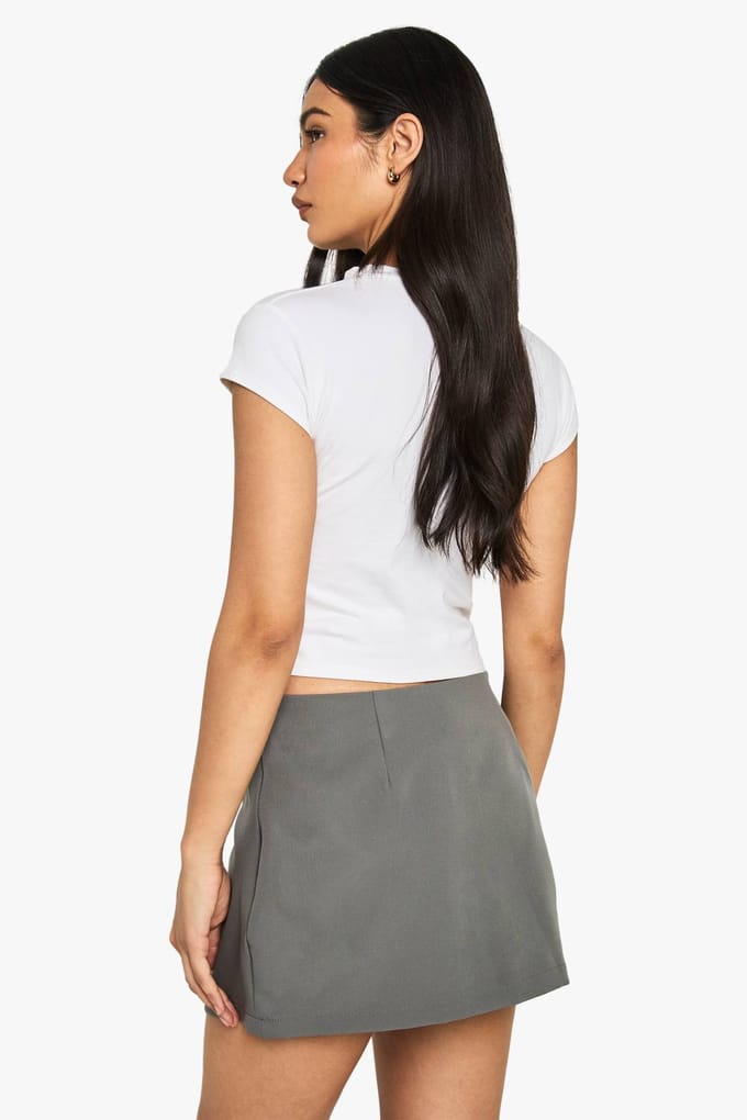boohoo Dames Split Hem Mini Skort | Grey | Maat: 6