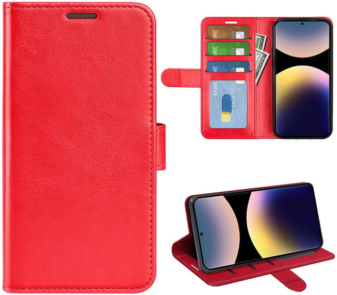 MobyDefend Hoesje - Geschikt voor Xiaomi Redmi Note 14 Pro 4G - Wallet Book Case (Sluiting Achterkant) - Rood