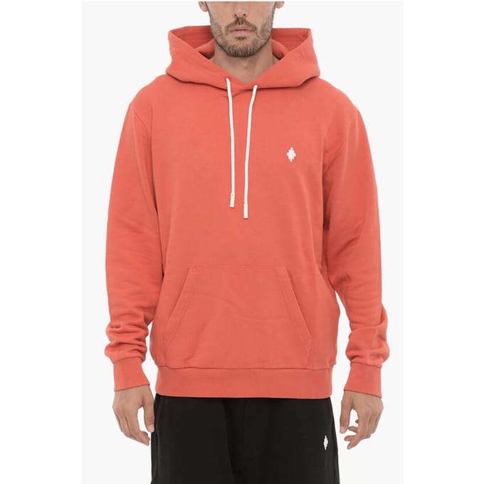 Geborstelde katoenen hoodie in oranje