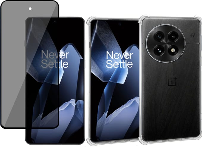 Geschikt voor OnePlus 13 - Hoesje + Privacy Screenprotector – Privé - Gehard Glas Cover