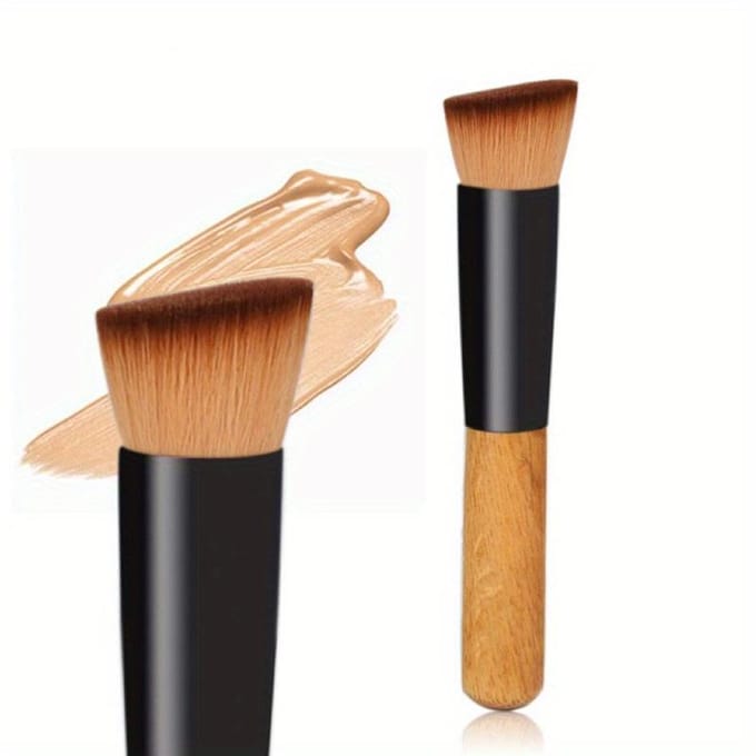 1 pinceau de maquillage pour fond de teint, outil de beauté cosmétique professionnel, pinceau plat pour poudre, blush, fond de teint Kabuki gray
