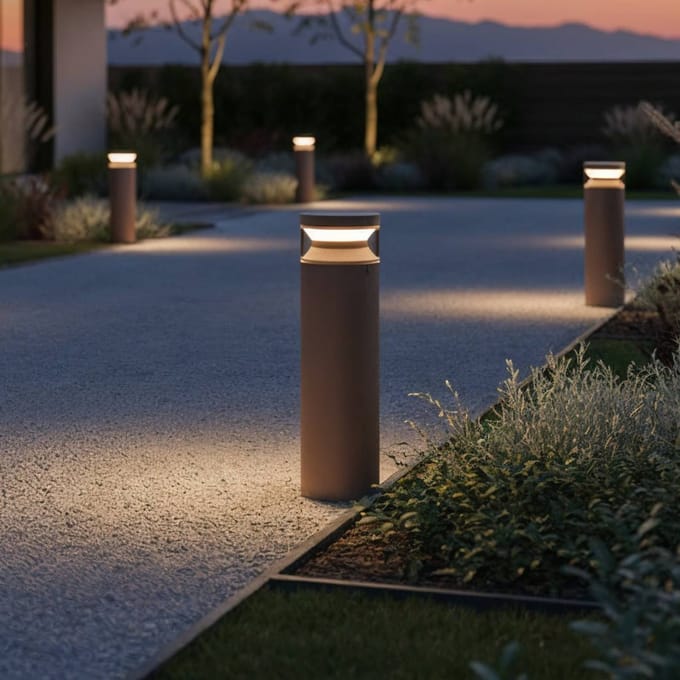 Ideal Lux LED sokkellamp Boeing, koffiebruin, hoogte 40 cm