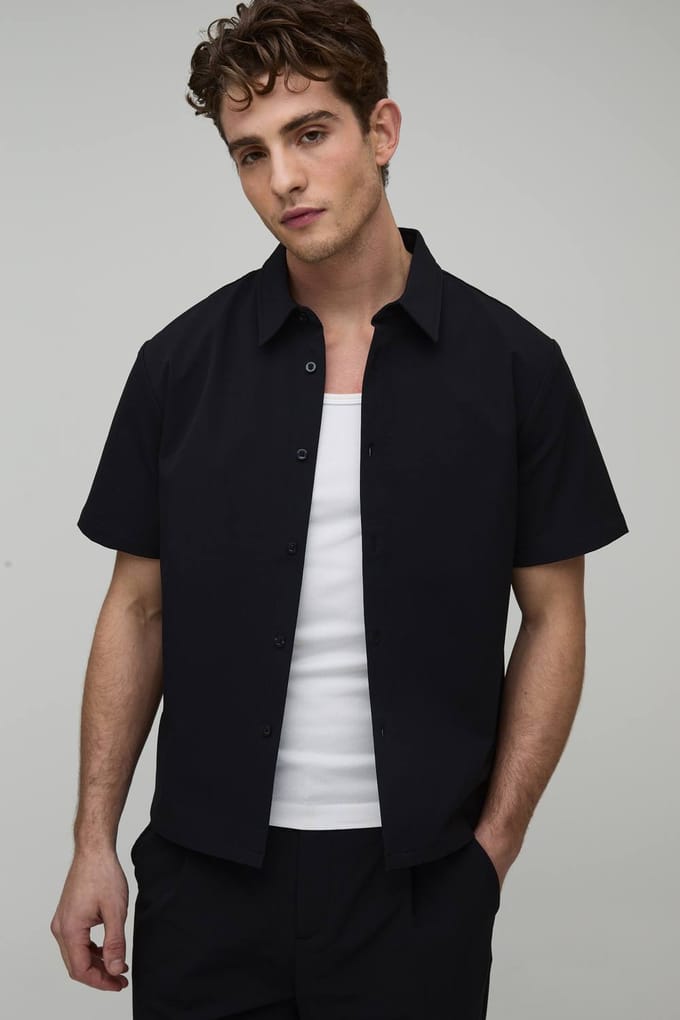 Slim Fit Technische Short Van Middellange Lengte | Black | Size Large