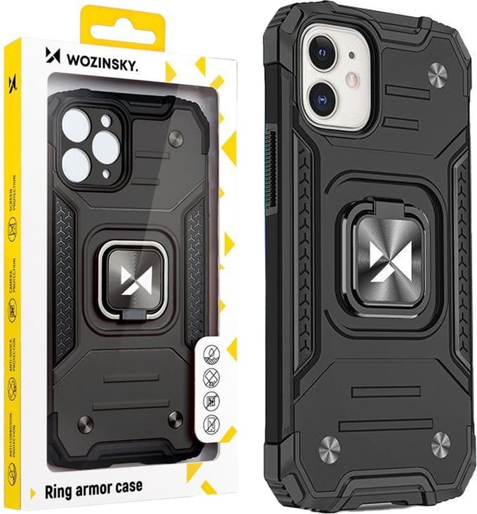 Wozinsky Ring Armor Serie - Audiotelefoonhoesje - iPhone 14 Plus - Magnetische Ring - Zwart