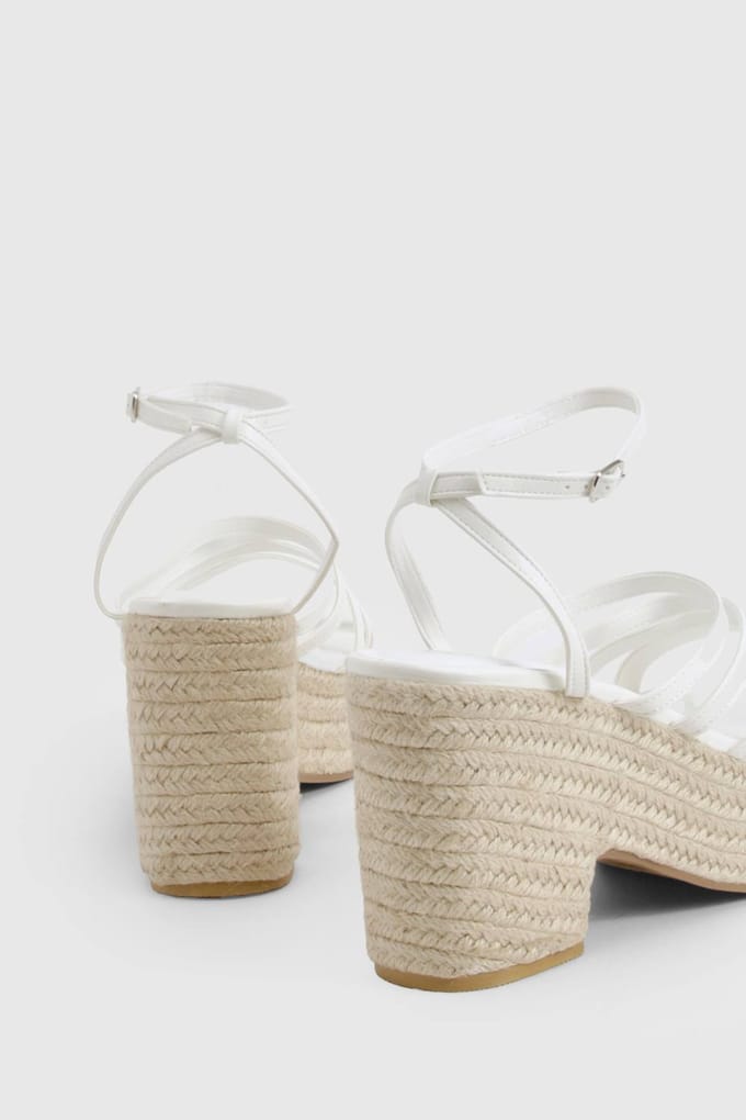 boohoo Dames Breed Passend Bandjes Lage Keil | Wit | Maat: 37