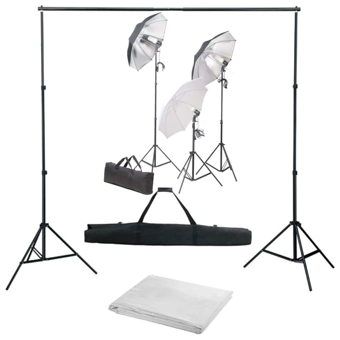 vidaXL - Fotostudioset - met - verlichtingsset - en - achtergrond