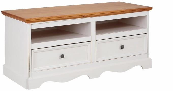 Melissa|Lowboard met 2 laden in Pine White en Honey