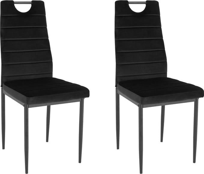 Mandy-Eetkamerstoel - Zwart Fluweel - Set van 2