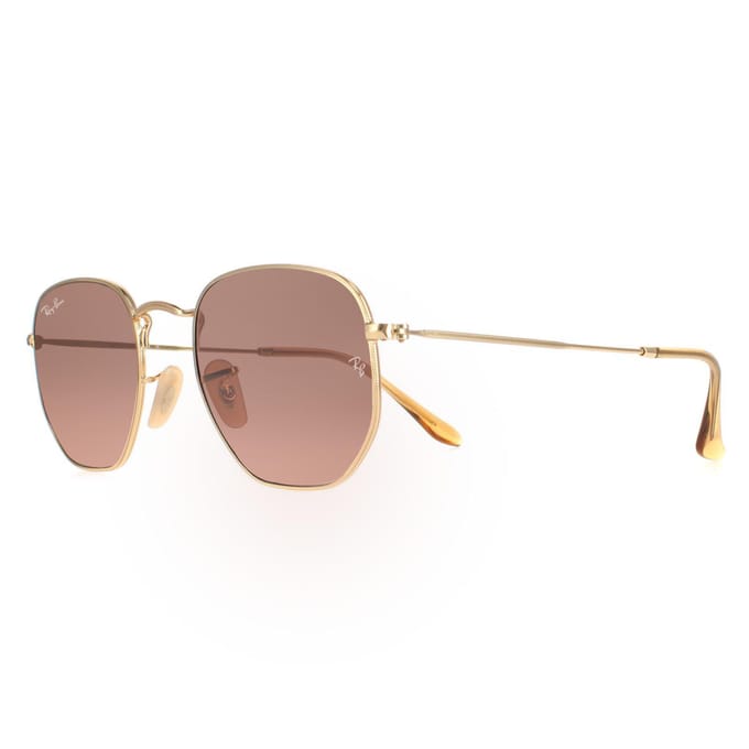 Ray-Ban Vierkant unisex gepolijst goud bruin gradiënt zeshoekige rb3548n