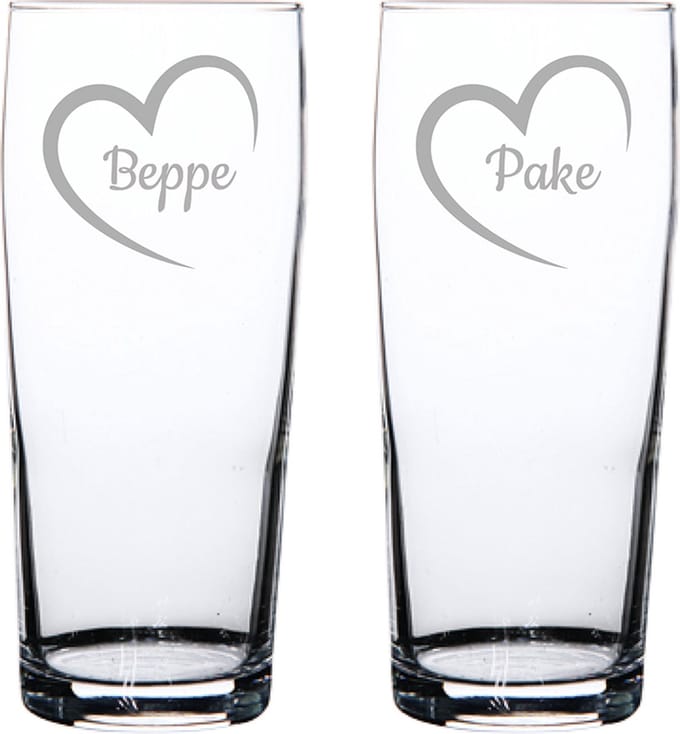 Gegraveerde bierfluitje 19cl Pake mei hert & Beppe mei hert