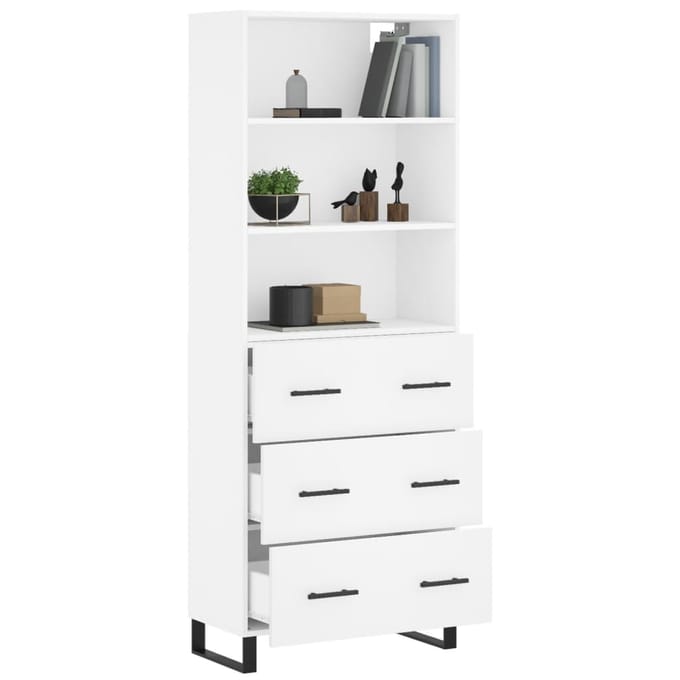 vidaXL Hoge kast 69,5x34x180 cm bewerkt hout wit