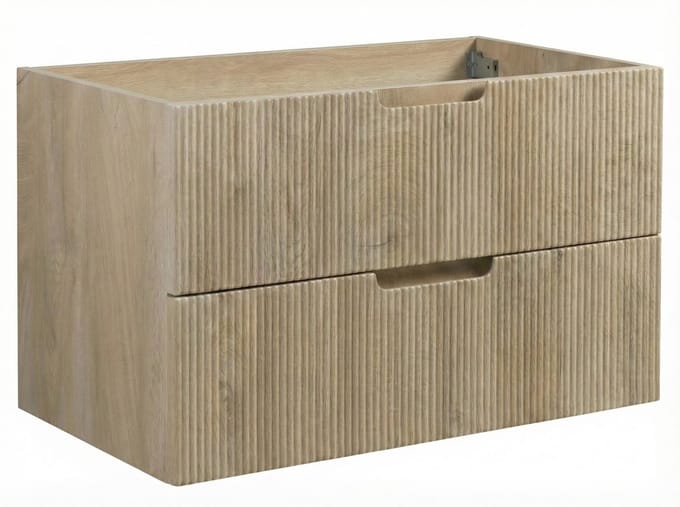 Badplaats Wastafelkast Thermis 80 x 48 cm – Licht Eiken – Hangend Wastafelmeubel Met Lades