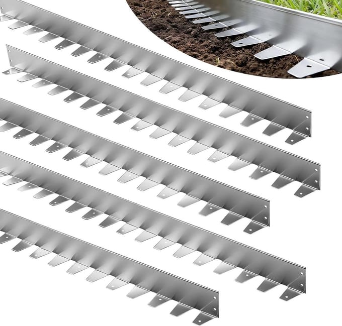 Gazonrand Staal - Bloembedomranding Perkrand - Tuin Afbakenen - Eenvoudige Montage - 5 Meter - Zilver