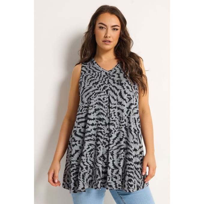 Yours Grijs Abstract Vest Met Dierenprint Size 44