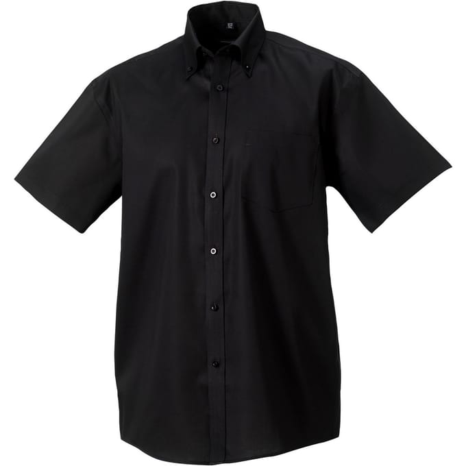 Russell Collection Heren Ultimate Non-Iron Shirt met Korte Mouwen (Zwart)