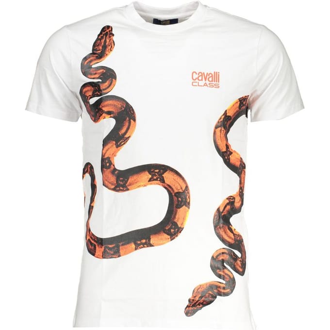 Cavalli Class Bianco Katoenen Heren T-Shirt
