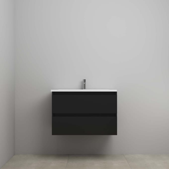 On-Line Onderkast - 80 cm - Voorgemonteerd - Acryl Wastafel - 1 Kraangat - Mat Zwart