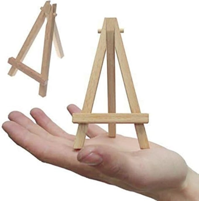 Useme Mini Houten Artiest Ezel - Driehoek - Kaartenhouder - Stand Display - woonaccessoires - creatief - 8x15 cm