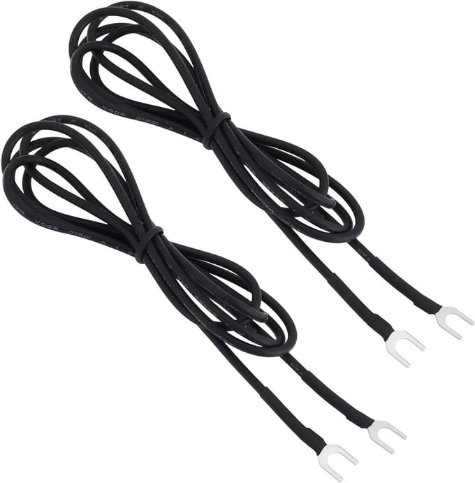 Aarde Draad - Turntable Kabel - Ruis Verminderen - Standaard Fork - 2x 1 Meter - Zwart